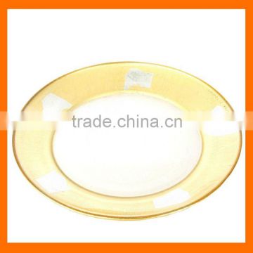 Clear glass plates whole sales with gold rim