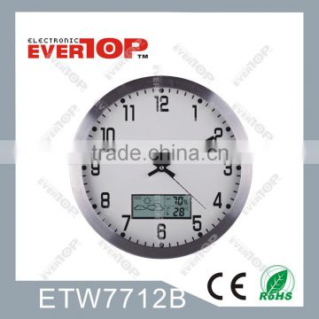 2016 QUARTZ WALL CLOCK WITH INDOOR THERMO & HUMIDITY ETW7712B