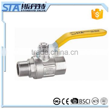ART.1047 Level handle male female threaded forged full port PN25 1-1/2 inch high quality nickel plated CW617 brass ball valve