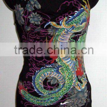 sleeveless ladies' dragon printed dress