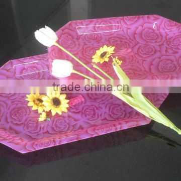 Pink flowers acrylic snack tray