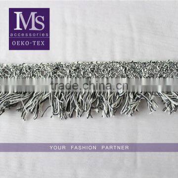 Fashion design 5cm width B/W cotton carpet fringe wholesale