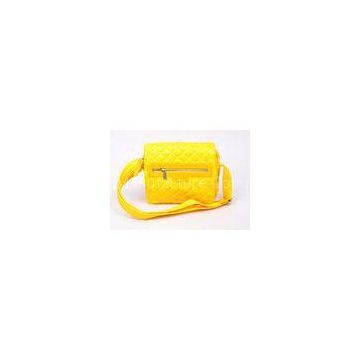 Waterproof Yellow Nylon Shoulder Bag with Leather Badge for Ladies