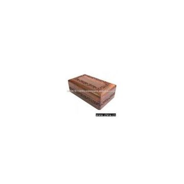 wooden Carved rectangular box with rounded sides