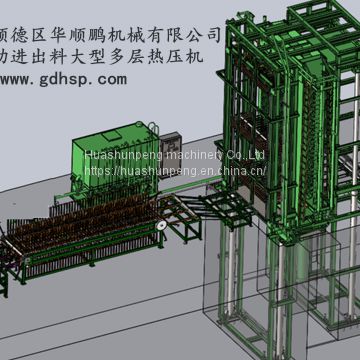 The whole plant planning of 800 ton hot pressing machine gluing sheet layer automatically incoming and outgoing material man-made board