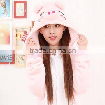 Free Shipping Hoodie Pink Pig Pajamas Animal Costume Lovely Hoodie Pig Cosplay Pajamas