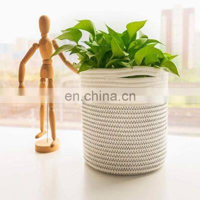 OEM Custom Wholesale Supplier Cotton Rope Pot Flower Holder Stand Woven Basket Plants