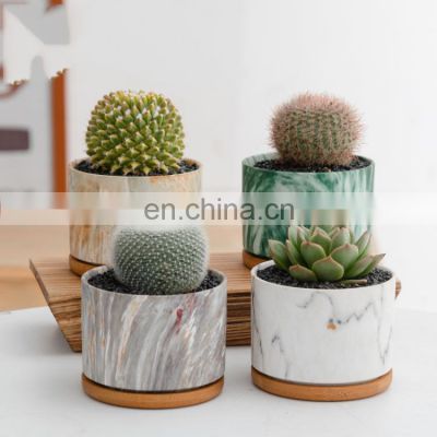 New Product Colourful Hanging Oval Ceramic Pots With Drainage Silicone Ceramic Marble Flower Pot