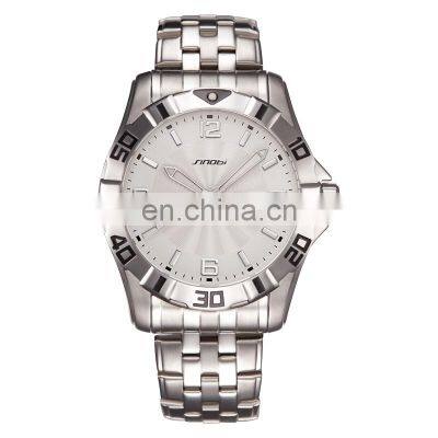 SINOBI Charming Men's Watch 316L Stainless Steel Case & Band Rotation Bezel Calendar Luminous Pointer Quartz Movement 1242G