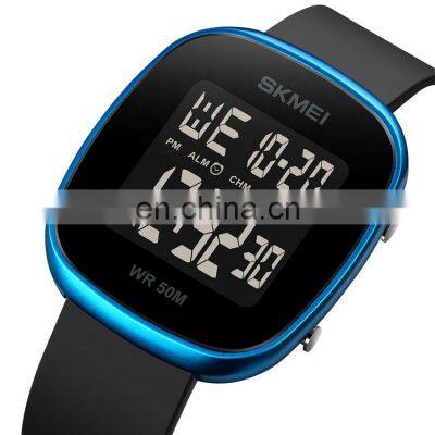 SKMEI 1843 top selling digital silicone plastic watches stainless steel caseback japan movement watch men chronograph