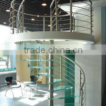 Glass stair with laminated tempered glass