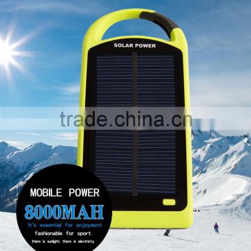 Factory Wholesale High Quality Solar Charger Waterproof Solar Charger Solar Power Bank 8000mAh For Iphone Smart phones.