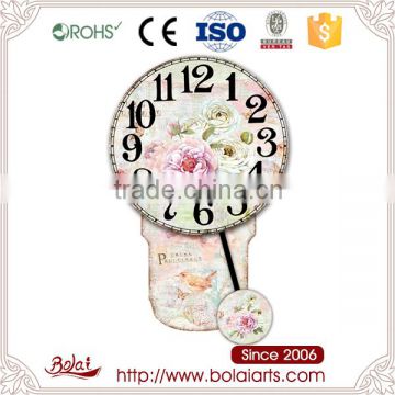 China online shopping beautiful flowers design round dial modern decorative picture wall clock