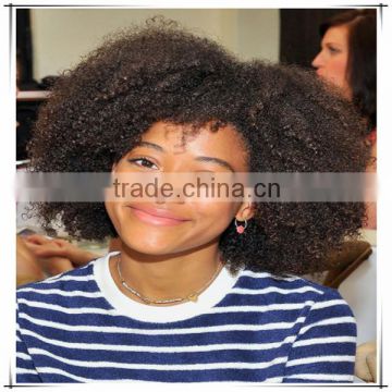 Hot Sell Jet Black Kinky Twist Curly Afro Lace Wigs For Black Woman Skin Based Virgin Brazilian Hair 5*5 Silk Top Wig