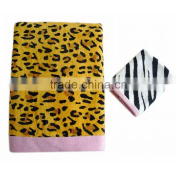 leopard and zebro design print beach towel set