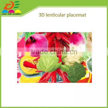 Custom food serving lenticular plastic 3D placemats of animal
