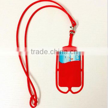 Wholesale fashion gift for cellphone customized logo lanyard silicone card holder mobile