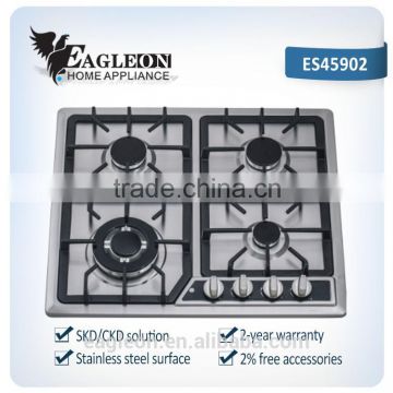 0.6mm thickness strong cooktop gas cooker stainless steel surface with 4 burner