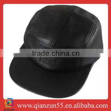 2013 new fitted fashion black leather pork pie hat bulk wholesale black leather 5 panel caps and hats