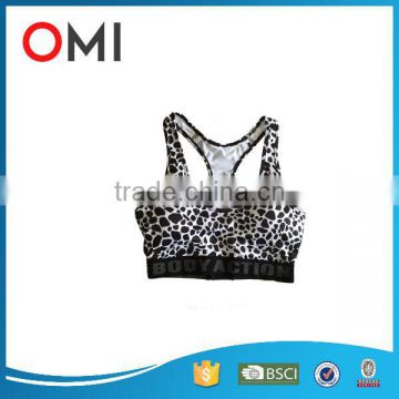 wholesale women's gym slim padded sports bra with sublimation printing