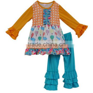 wholesale plain ruffle girls clothing sets