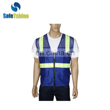 Quality-assured blue reflective safety vest