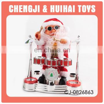 Battery operated Santa Claus playing drum christmas doll