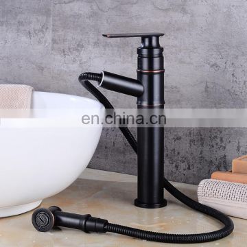 Sanitary ware wash basin antique brass black bathroom faucet with shower faucet