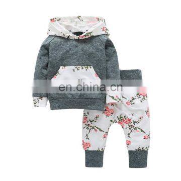 Baby Girl Clothing Outfits Floral Hoodie Long Sleeve Autumn Kids Girl Boutique Set