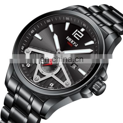 NIBOSI Watches Men Stainless Quartz Wristwatch Military Clock Male Fashion Sport Watch Waterproof Relogio Masculino 2511