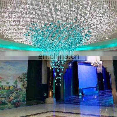 High Quality Banquet Hall Commercial Center Hotel Modern Luxury Custom Project Led Glass Chandelier Lamp