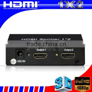2 Ports HDMI 1x2 Powered Splitter Ver 1.3 Certified for Full HD 1080P with Deep Color & HD Audio and Max Bandwidth of 10.2Gbps