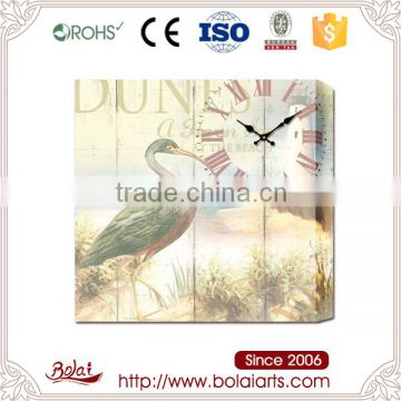 Elegant green crane pattern canvas wall clock for christmas gift