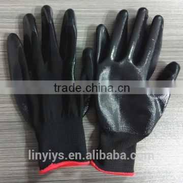 13 gauge oil/water resistant black nitrile coated work gloves