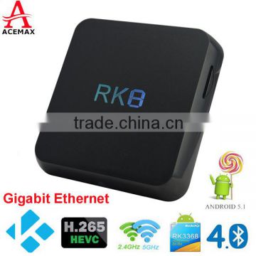 Acemax Octa Core RK3368 2G+8G smart tv box 4k Android 5.1 tv box RK8