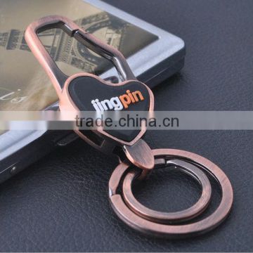 high grade commercial double rings leather car key chain