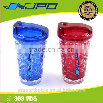 Keep Cooling FDA/LFGB/EU Approved Fancy 400ml Plastic Tritan Double Wall Cup with Ice