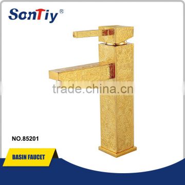 Engraved bathroom faucet with gold plating 85201
