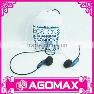 Free samples soft fabric magic earphones drawstring bag