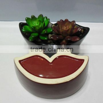 solid color glazed ceramic flower pot