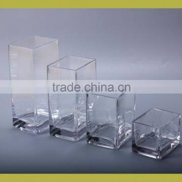Clear square glass flower vase
