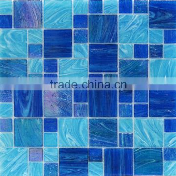 Aquatic Ocean Blue French Pattern swimming pool Glass Mosaic Tiles glass