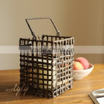 rattan candle glass holders for home decoration