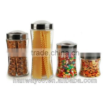 stock 4pcs glass storage jars with plastic lids