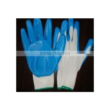 Nitril gloves 13G white nylon light blue nitirle coating gloves . safety gloves