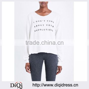 Wholesale Women Slouchy-fit Dropped Shoulders Round Raw-cut Neck Jersey Sweatshirt(DQE0197T)