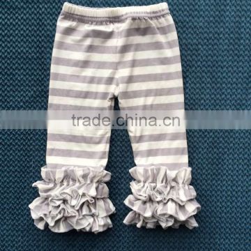 2015 white and gary skinny stripe icing leggings baby ruffle leggings YW-189