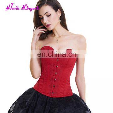 Hot Halloween Women Tight Latex Red Overbust Tie 10 Corset Fish Bone