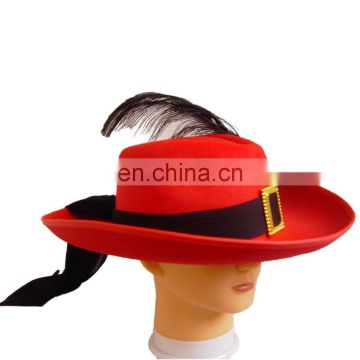 MCH-1714 Party Carnival funny cheap red man pinched felt fedora musketeer hat