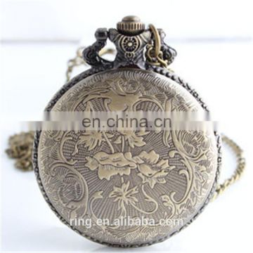 New Arrival Fashion European Style Large Size Motorcycle Relief Flower Quartz Unisex Pocket Watch Jewelry For Gift